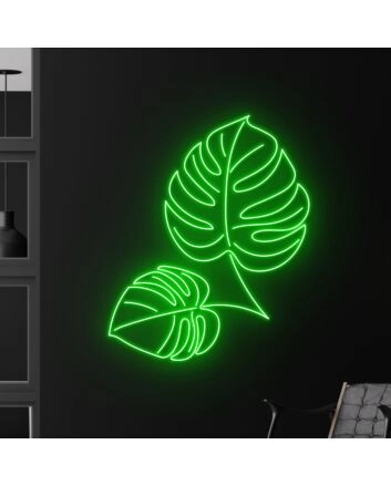 Monstera Leaf Led Neon Sign Art Deco Green Leaf