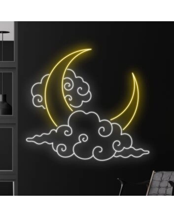 Moon And Clouds Led Neon Sign Moon Lover Led Sign