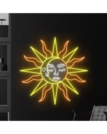 Moon And Sun Led Neon Sign Moon And Sun Neon Light Moon Lover Led Sign