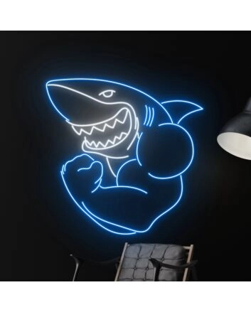 Muscular Shark Shark Led Sign Restaurant Decor Led Neon Sign Bar Club Decor