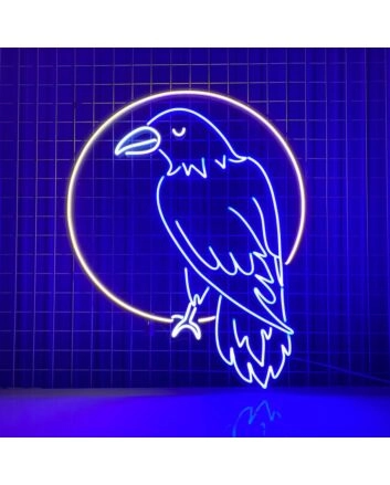 Raven Led Neon Sign Raven Led Light Raven In Circle Animal Neon Light