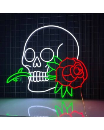 Rose Skull Head Led Neon Sign Christmas Deco