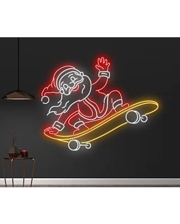 Santa Claus Skateboarding Led Neon Sign