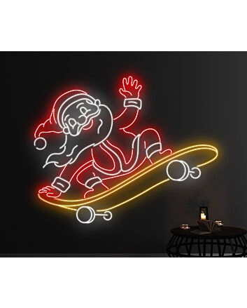 Santa Claus Skateboarding Led Neon Sign