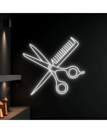 Scissors And Comb Neon Led Sign Welcome Spa Logo Deco Barber Led Neon Light