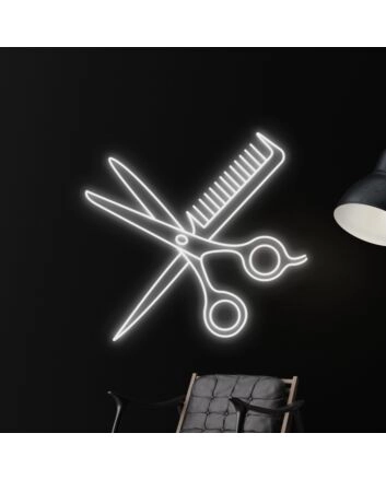Scissors And Comb Neon Led Sign Welcome Spa Logo Deco Barber Led Neon Light