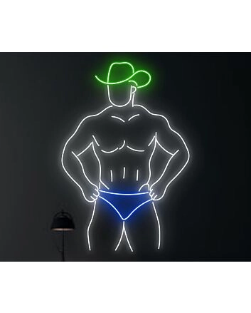 Sexy Bikini Cowboy Man Texas Led Neon Sign Howdy Gay Man Neon Light Christmas Decor