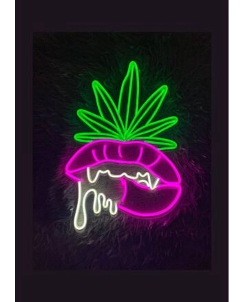 Sexy Lips Bite Smoking Leaf Led Neon Sign Smoking Open Welcome Decor Led Sign