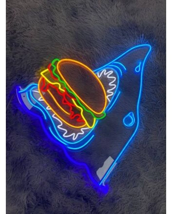 Shark Eat Hamburger Led Neon Sign Funny Shark Led Sign Cool Shark Neon Light