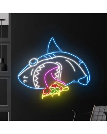 Shark Eat Pizza Led Neon Sign Funny Shark Shark Neon Light