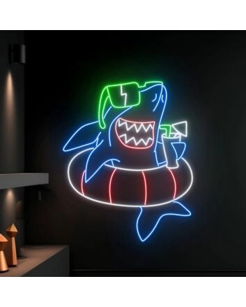 Shark Swimming Led Neon Sign Funny Shark Led Sign Cool Shark Neon Light