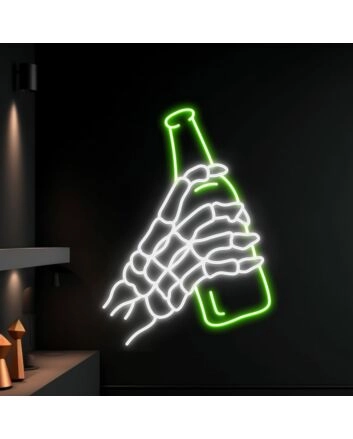 Skeleton Drinking Beer Led Neon Sign