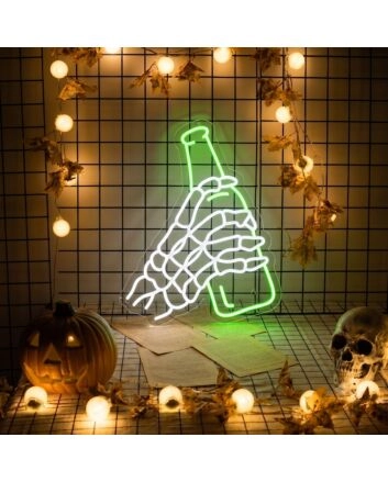 Skeleton Drinking Beer Led Neon Sign