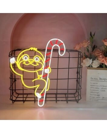 Sloth Climbing Candy Cane Sloth Christmas Led Sign