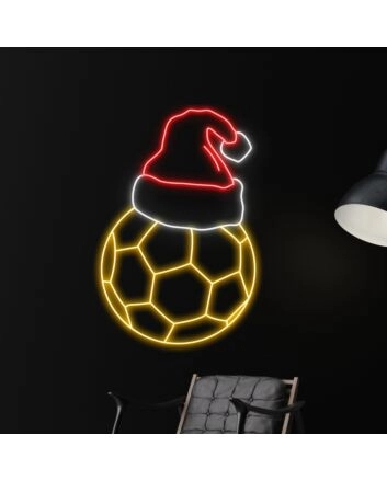 Soccer Ball Christmas Hat Led Neon Sign