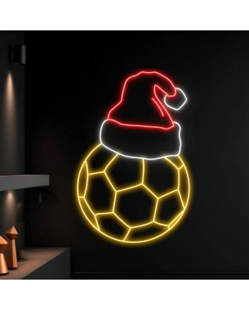 Soccer Ball Christmas Hat Led Neon Sign