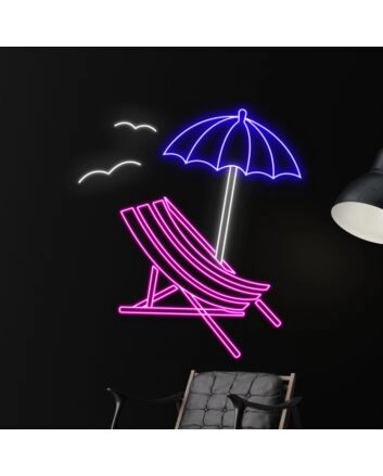Summer Beach Chair Umbrella Led Neon Sign Beach Lover Neon Light