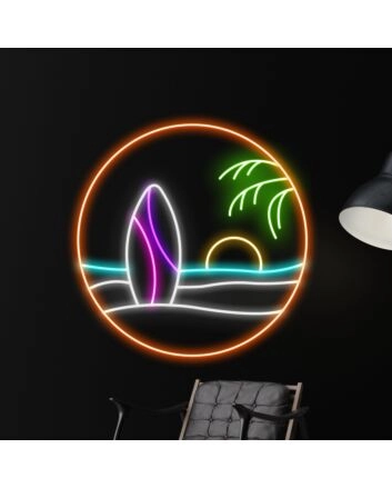 Summer Beach Surfboard Led Neon Sign Chill On The Beach Led Sign Beach Lover Neon Light