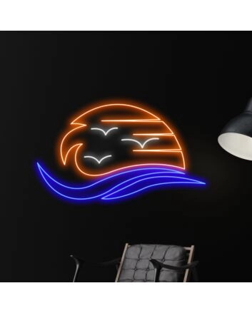Sunrise Led Neon Sign Sea With The Sun Led Sign Summer Beach Lover Neon Light