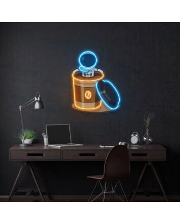 Astronaut Soaking Coffee Cup Led Uv Neon Sign Restaurant Wall Decor