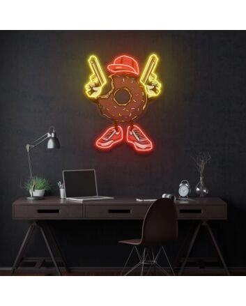 Donut Gun Led Uv Neon Sign Business Logo