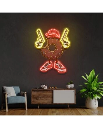Donut Gun Led Uv Neon Sign Business Logo