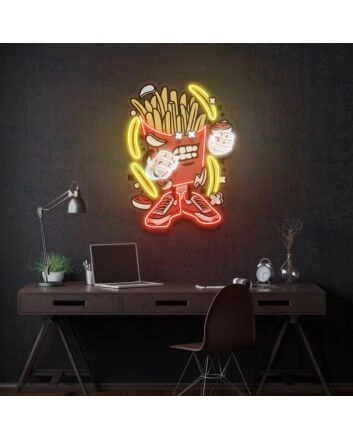 French Fries Led Uv Neon Sign Restaurant Wall Decor