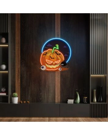 Pumpkin Spider Led Uv Neon Sign Halloween Decor Indoor For Home