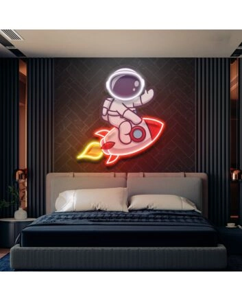 Rocket Astronaut Light Artwork Space Led Uv Neon Sign