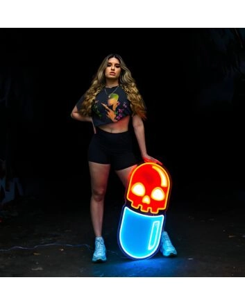 Chill Pill Neon Artwork Serene And Stylish
