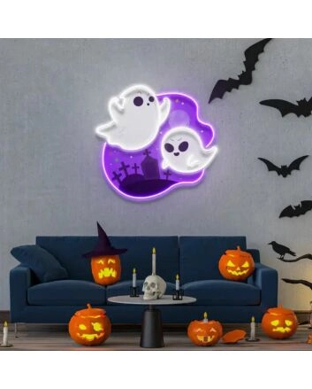 Ghost Halloween Day Uv Light Neon Art And Quick Install Kit