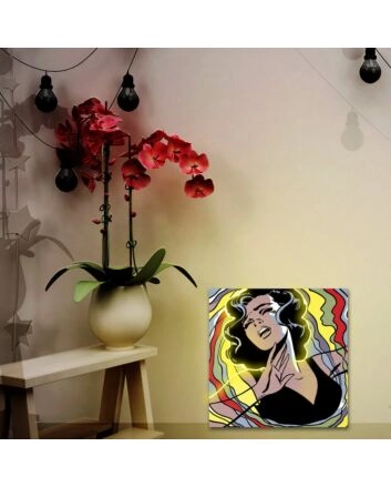 Lady In Black Uv Light Neon Artwork Illumination