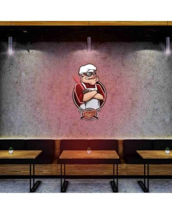 Pig Chef Under Uv Light Durable Led Neon Artwork