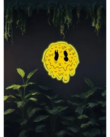 Psychedelic Face Emoji Uv Printed Neon Artwork Expressive Illumination