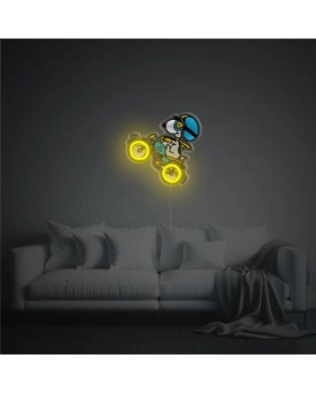 Snoopy Driving Motocycle LED Neon Acrylic Artwork