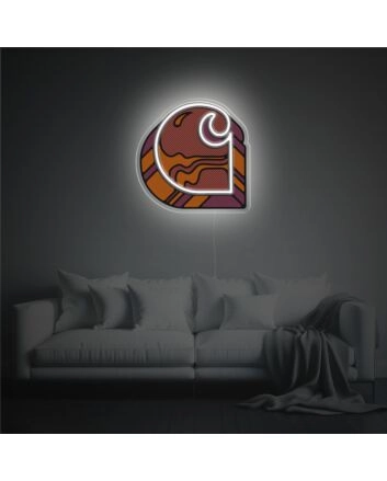 Wood Grain Style Carhartt Logo LED Neon Acrylic Artwork