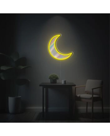 Yellow Missing Moon LED Neon Acrylic Artwork
