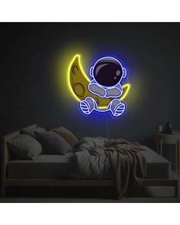 Astronaut Hanging On The Moon LED Neon Acrylic Artwork