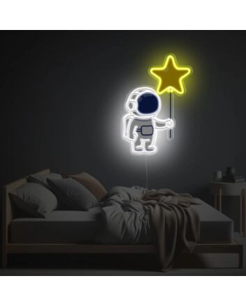 Astronaut Holding A Star Balloon LED Neon Acrylic Artwork