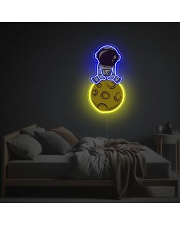 Astronaut Sitting On The Moon LED Neon Acrylic Artwork