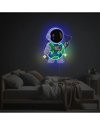 Astronaut With The Earth Suit LED Neon Acrylic Artwork