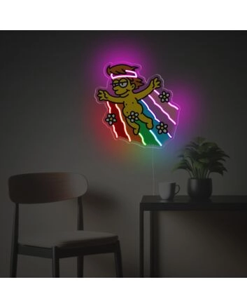 Bart Simpson With Rainbow LED Neon Acrylic Artwork