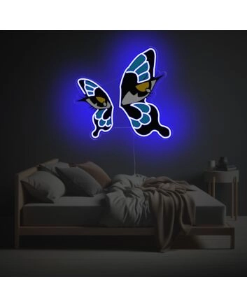 Blue Butterfly With Eyes LED Neon Acrylic Artwork