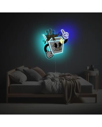 Box Noodles Guy LED Neon Acrylic Artwork