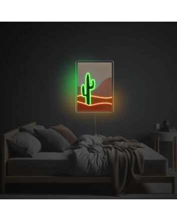 Cactus On The Desert Sence LED Neon Acrylic Artwork