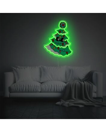 Christmas Tree With Decoration LED Neon Acrylic Artwork