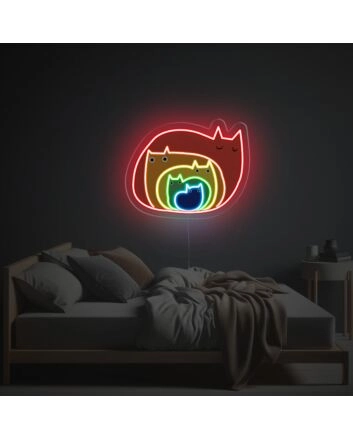 Colorful Cats LED Neon Acrylic Artwork