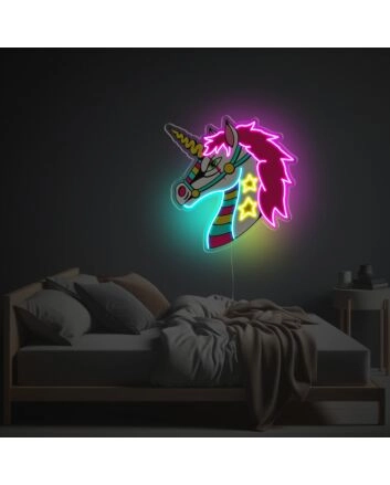 Colorful Unicorn With Pink Hair LED Neon Acrylic Artwork