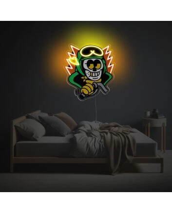 Cool Motorcycle Man LED Neon Acrylic Artwork