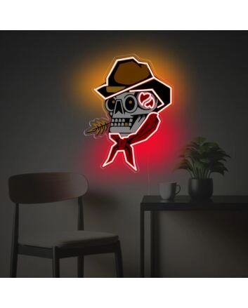 Cowboy Skull Man LED Neon Acrylic Artwork